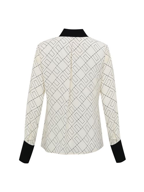 Camicia in gerogette con stampa logo bicolor Milk/Nero Elisabetta Franchi | CA10456E2EF1